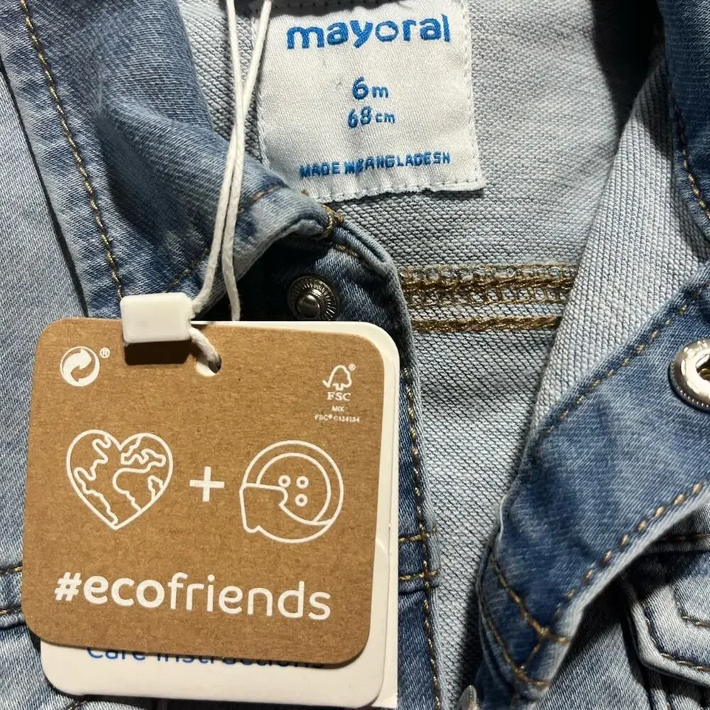 NWT Mayoral Ecofriends denin blue jean jacket Baby infant size 6 months